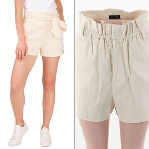 1.STATE Paperbag Waist Linen Blend Shorts in Whitecap Grey